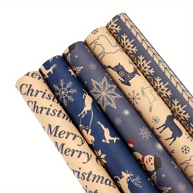 Christmas Wrapping Paper Set Recyclable Kraft Gift Wrapping - Temu