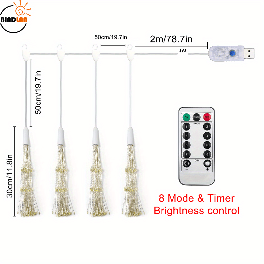 usb style with control one tote four fireworks lights christmas halloween decorative string lights details 6