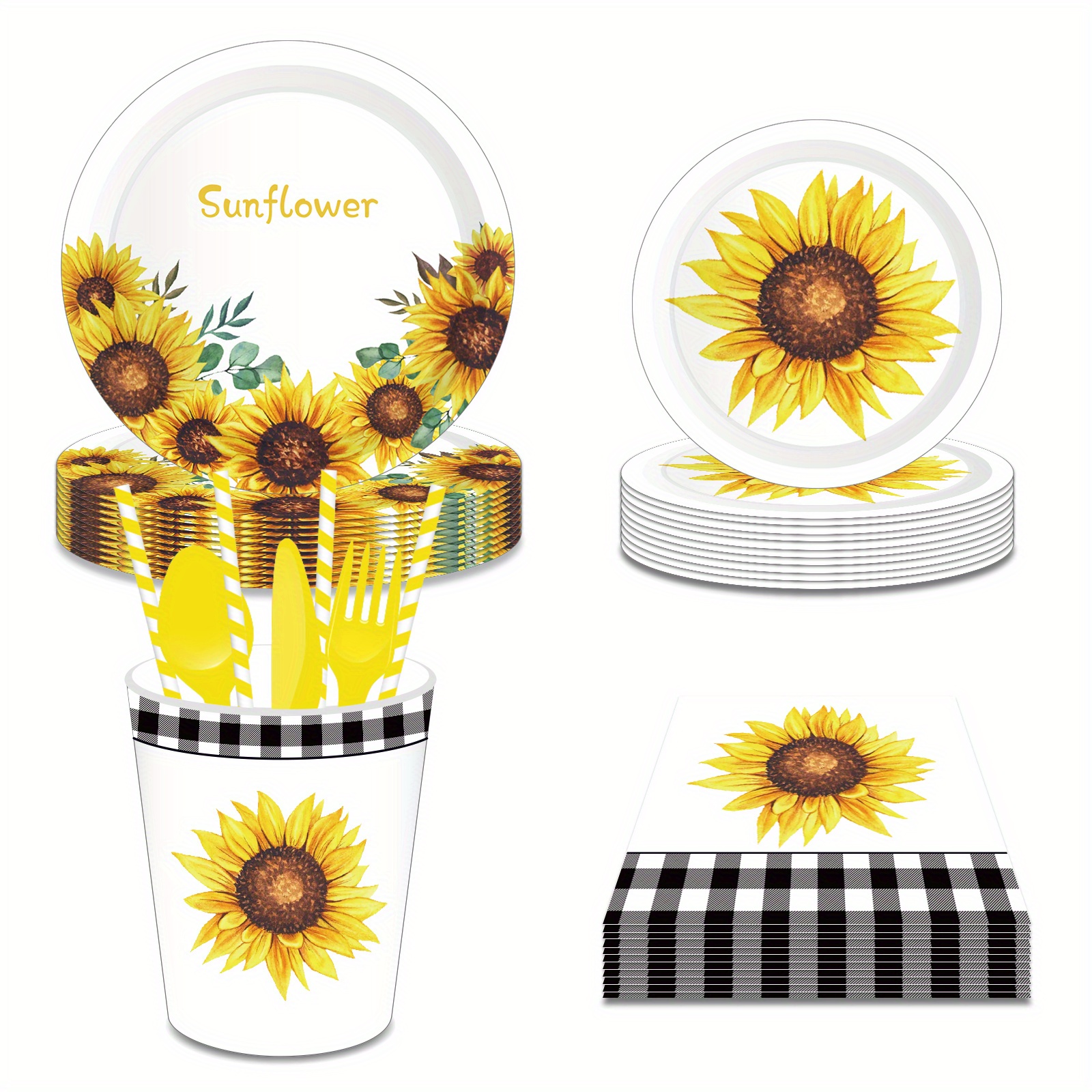 Sunflower Disposable Paper Plates Sunflowers Napkins And Tablecloth Sunflower Theme Party