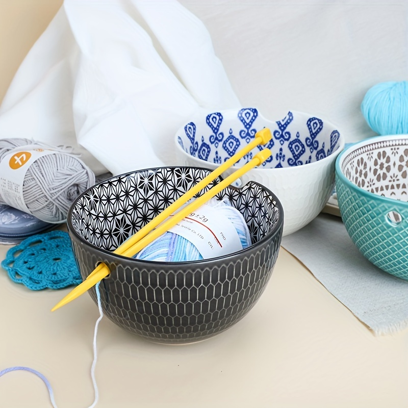 Plastic Yarn Bowl for Crocheting with Holes Preventing Slipping and Tangles  Handmade Craft Knitting Crochet Needles Storage Bowl - AliExpress