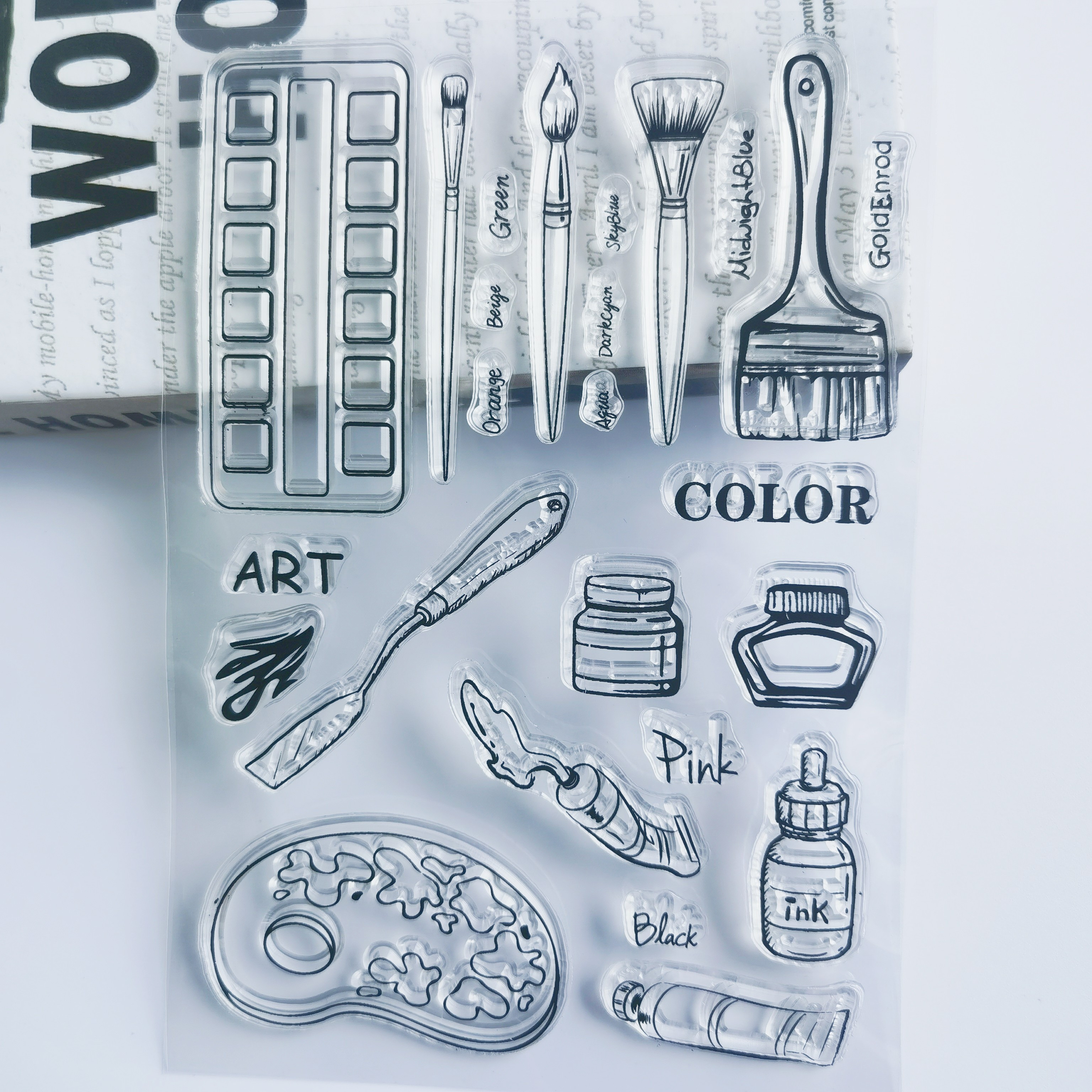 Image of Painting Set Hand Account Transparent Seal, Reusable Stationery Cartoon Seal For Students, Used For Card Making Decoration And Diy Album Crafts