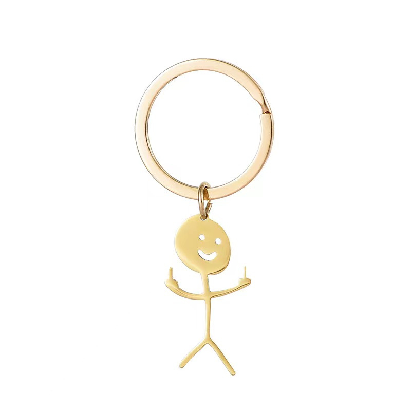 1pc Happy Face Keychain Golden Keyring, Bag Pendant Accessories, For Men