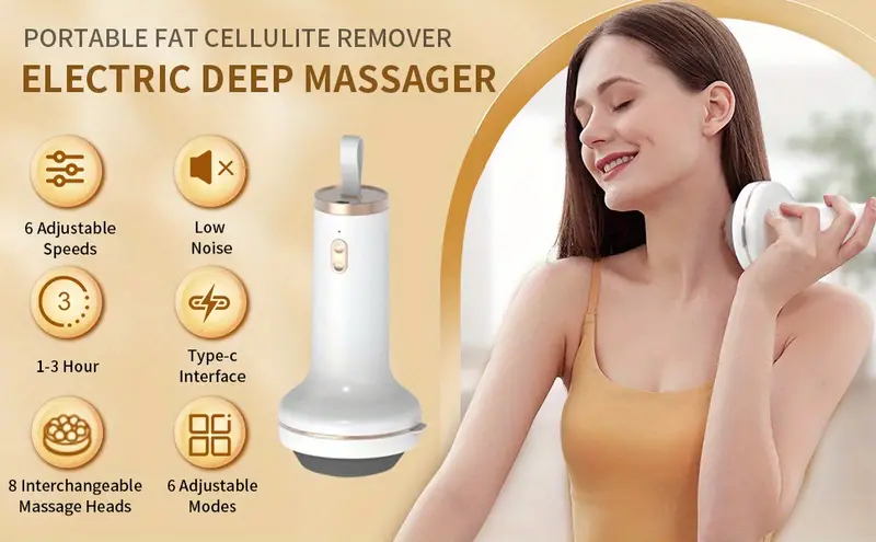 handheld cellulite remover massager electric wireless slimming massager cellulite massager with 8 massage heads used for the massage of muscles arms butt thighs details 2