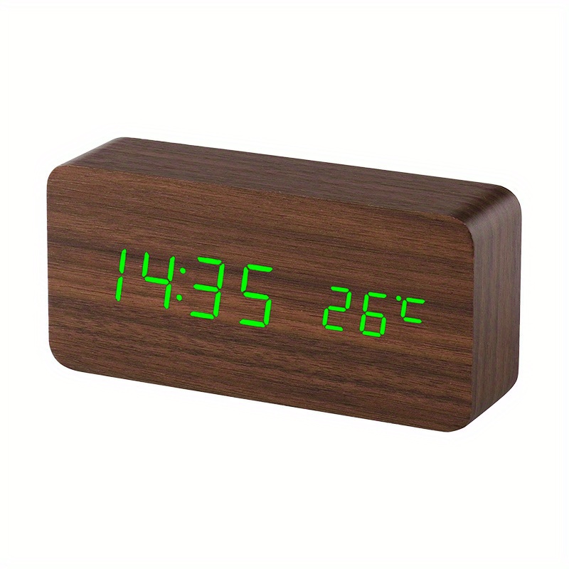 1pc Moderne Holz Led Smart Wecker Schlafzimmer Nachttisch Platz Voice  Control Desktop Digitale Uhr Zimmer, Zeitlich Begrenzte Angebote Einkaufen