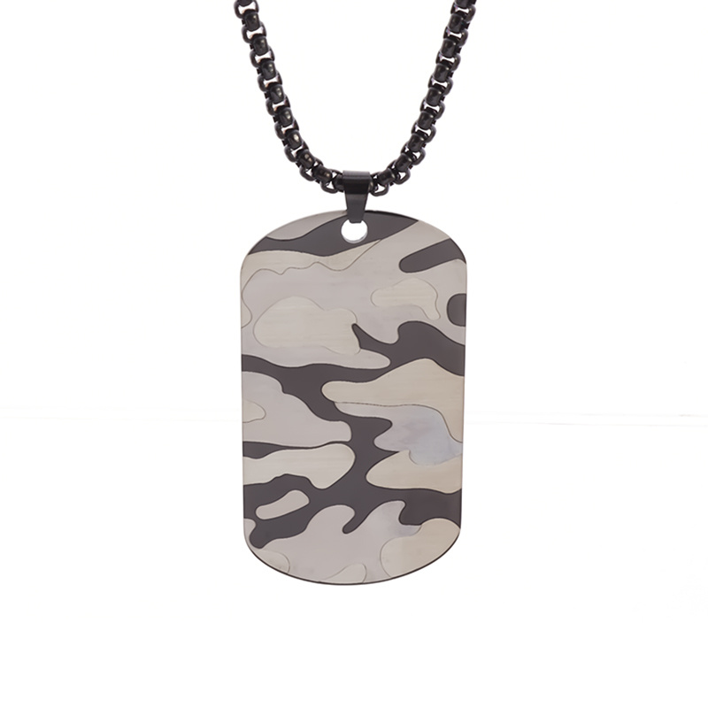 New Cool Camouflage Dog Tag Necklace for Men Stainless Steel