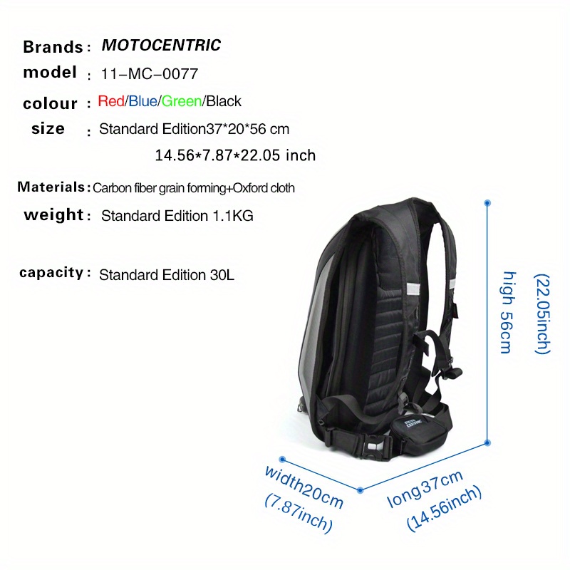 Motocentric Motorcycle Backpack Helmet Bag Waterproof Carbon Fiber Moto  Backpack