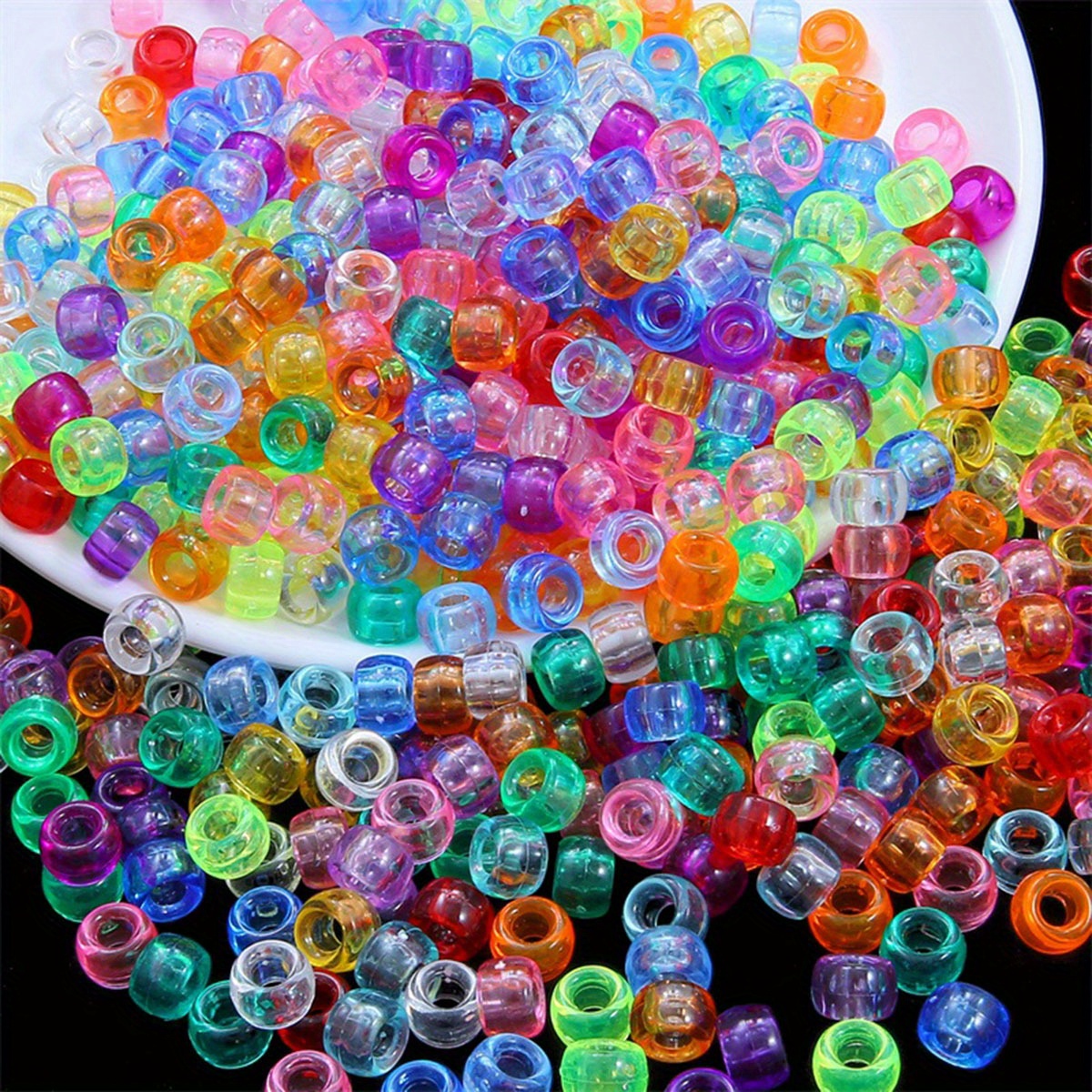480pcs 6x9mm Boxed Multicolor Pony Acrylic Beads Set Box Kids Hair  Accessories Loose Beads DIY Bracelet Necklace Spacer Bead