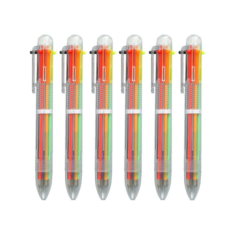 Stylo à bille 6 couleurs, stylo à huile couleur presse