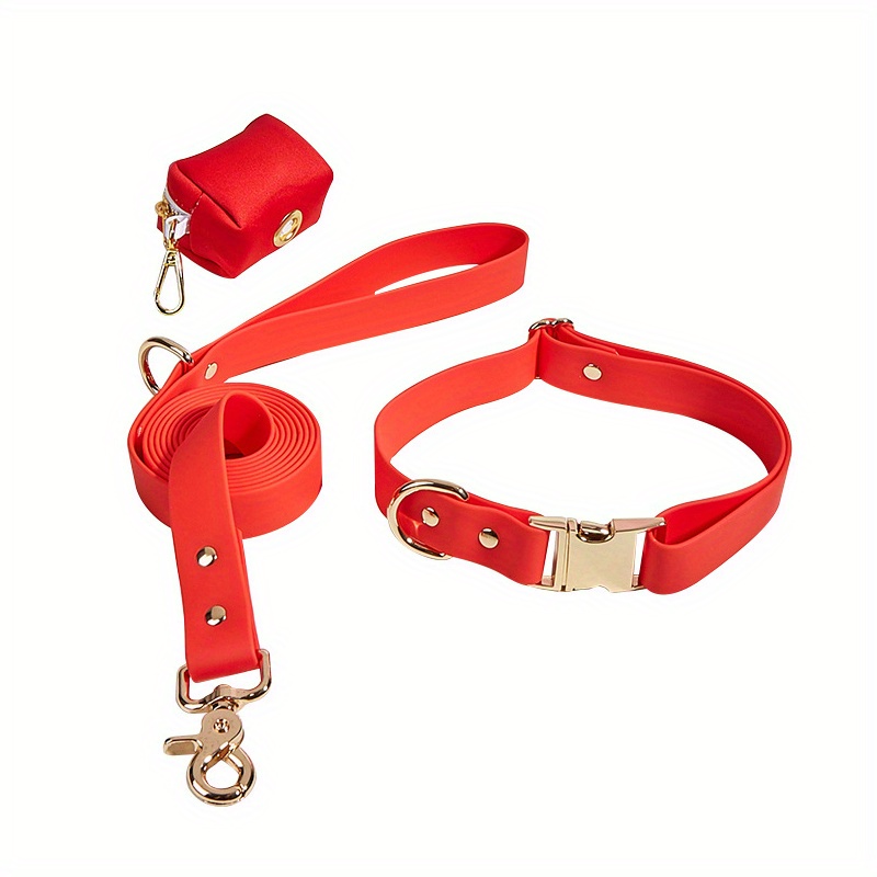 Waterproof Dog Collar Leash Set Adjustable Pvc Wrap Rubber - Temu