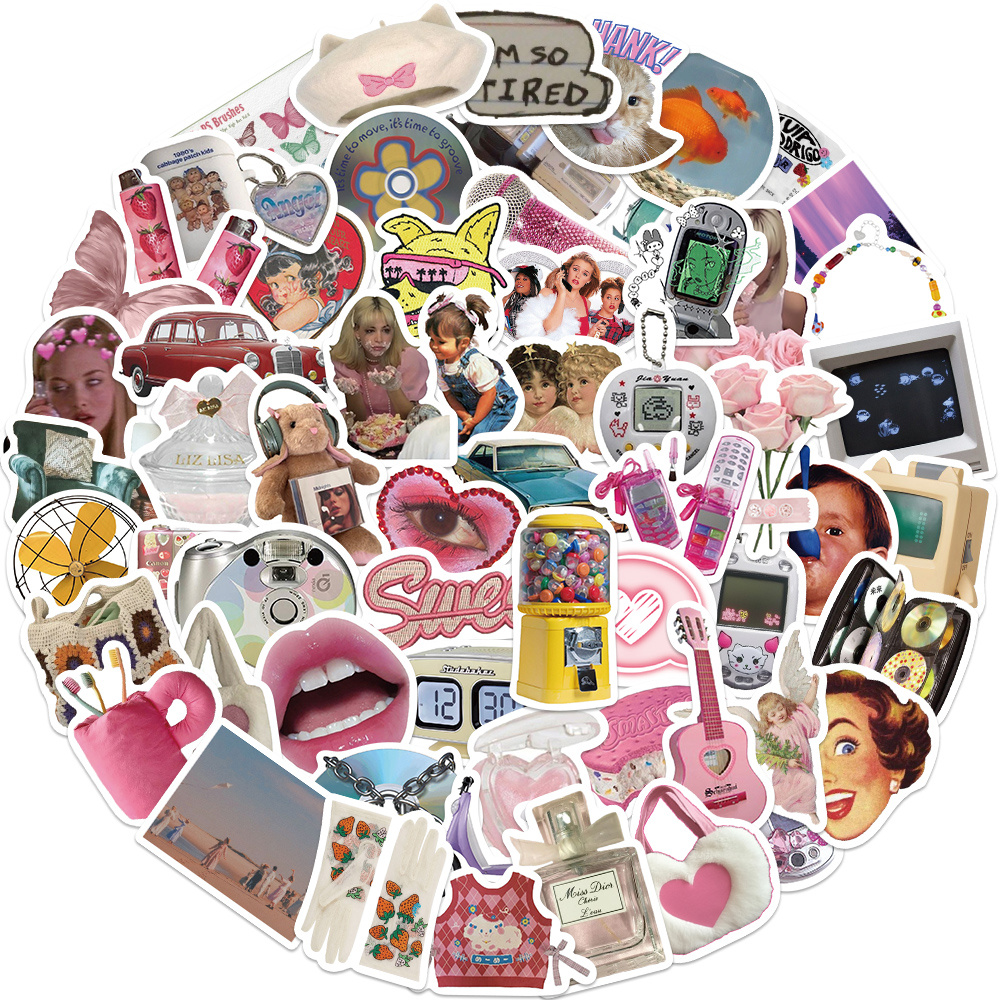 50pcs Cool Cartoon Girls Y2K Stickers For Laptop Phone Guitar