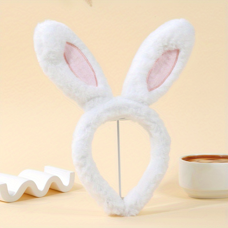 Plush Bunny Ears Hairbands Bunny Headband Bunny Ears Hairbands (White and  Pink) 