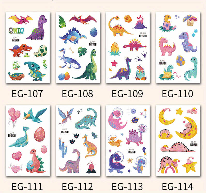 Glitter Dinosaur Tattoo Stickers Boys Girls Educational - Temu Australia