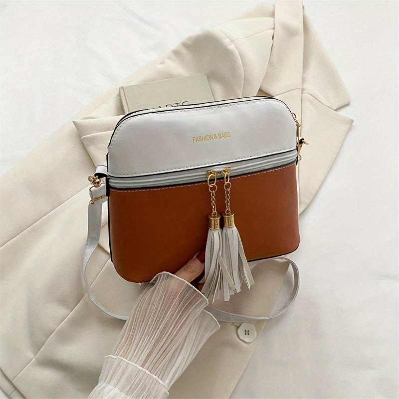 1pc Mini Contrast Color Pu Leather Vintage Fashion Crossbody Bag