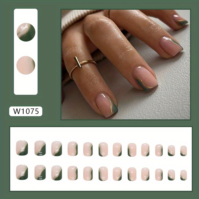 On Nails Short Glossy Coffin False Nails Swirl Fake Nails Nude On Nails With Design Full Cover Artificial Acrylic Nails For Women