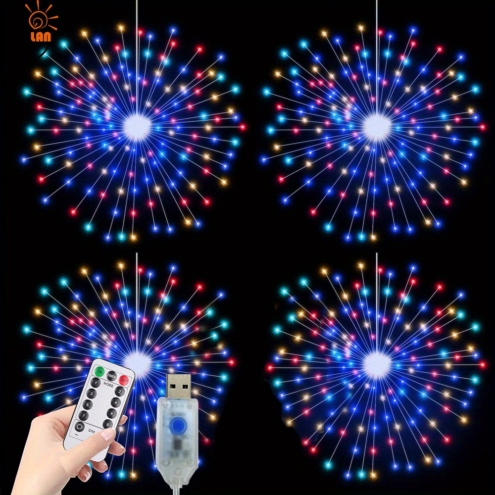 usb style with control one tote four fireworks lights christmas halloween decorative string lights details 0