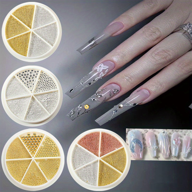 Nail Caviar Beads golden Silvery Rose Golden Black Nail Art - Temu