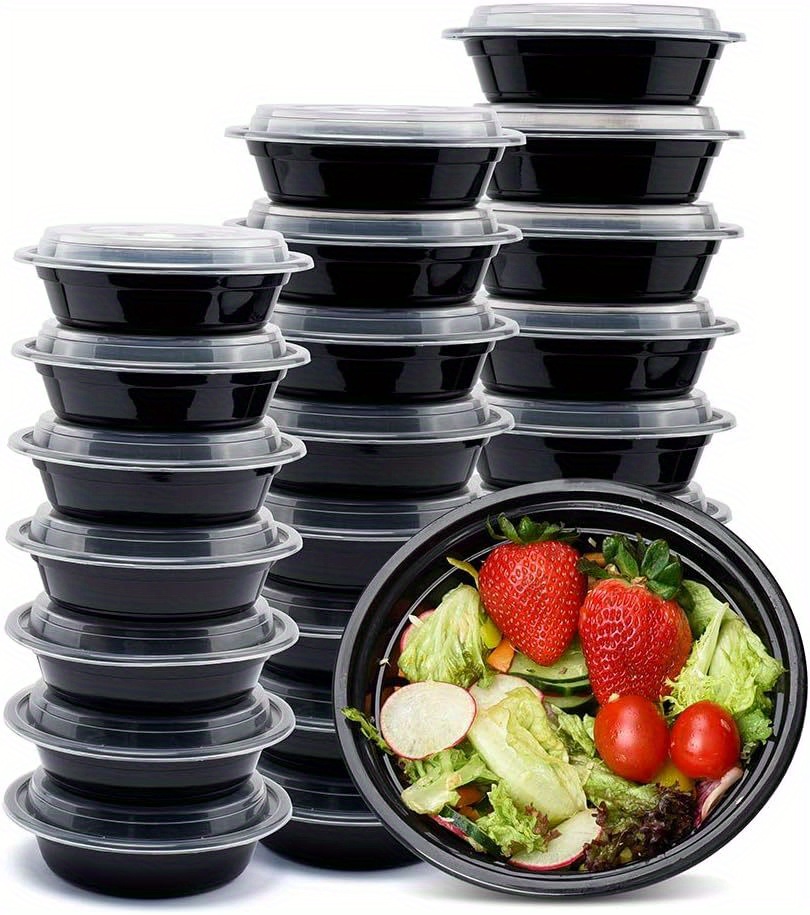 10pcs Disposable Plastic Food Containers Fruit Salad Bento Box Prep Storage  Lunch Boxes Microwavable Meal Restaurant Supplies