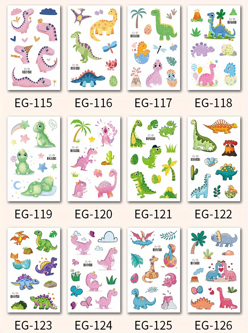 Glitter Dinosaur Tattoo Stickers Boys Girls Educational - Temu Australia