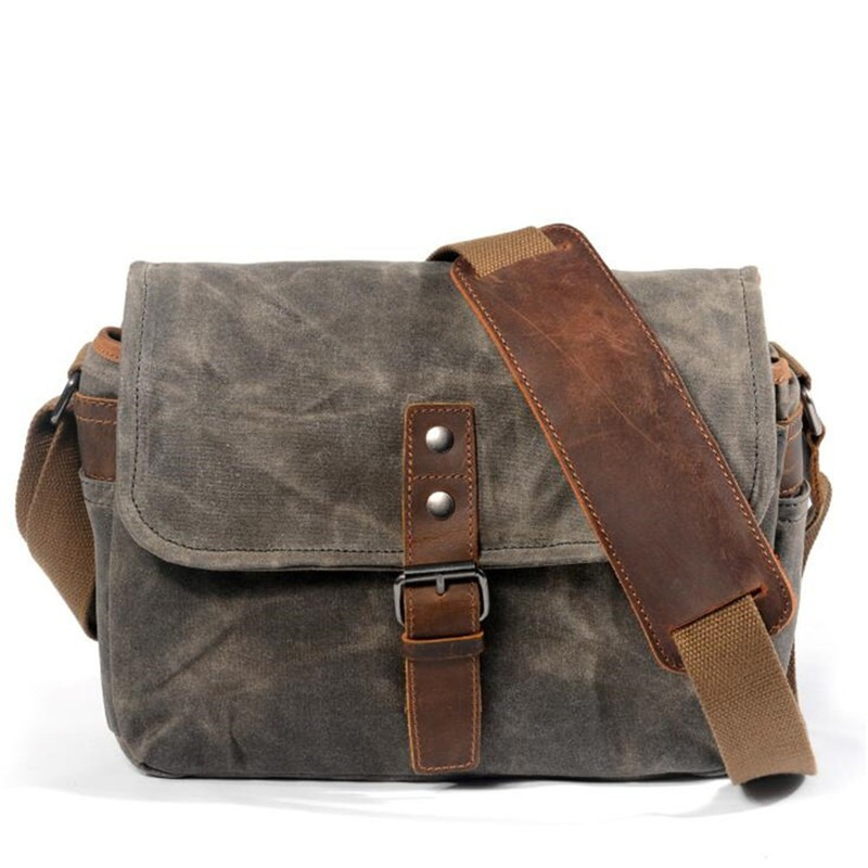 Men's Camera Messenger Bag Canvas Camera Crossbody Shoulder Bag