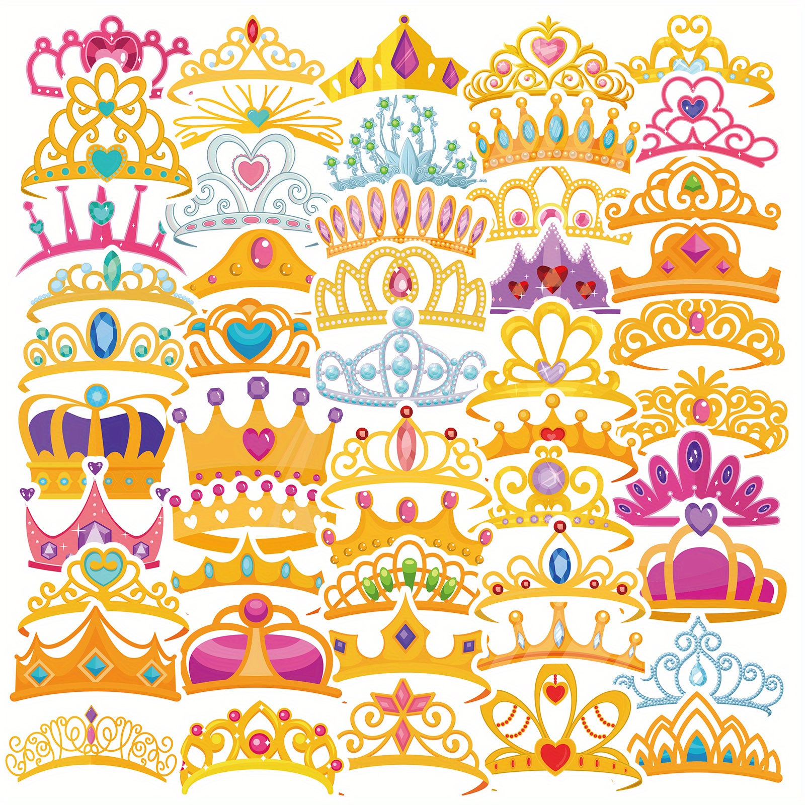 50Pcs Crown Stickers for Kids Water Bottle Laptop Princess Crown Dream  Party Decoration Art Sticker Motorcycle Luggage Guitar Decal Skateboard