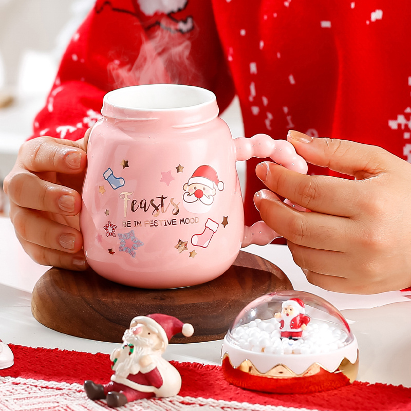 Creative Christmas Cup Ceramic Cup Cute Cartoon Mug Home - Temu