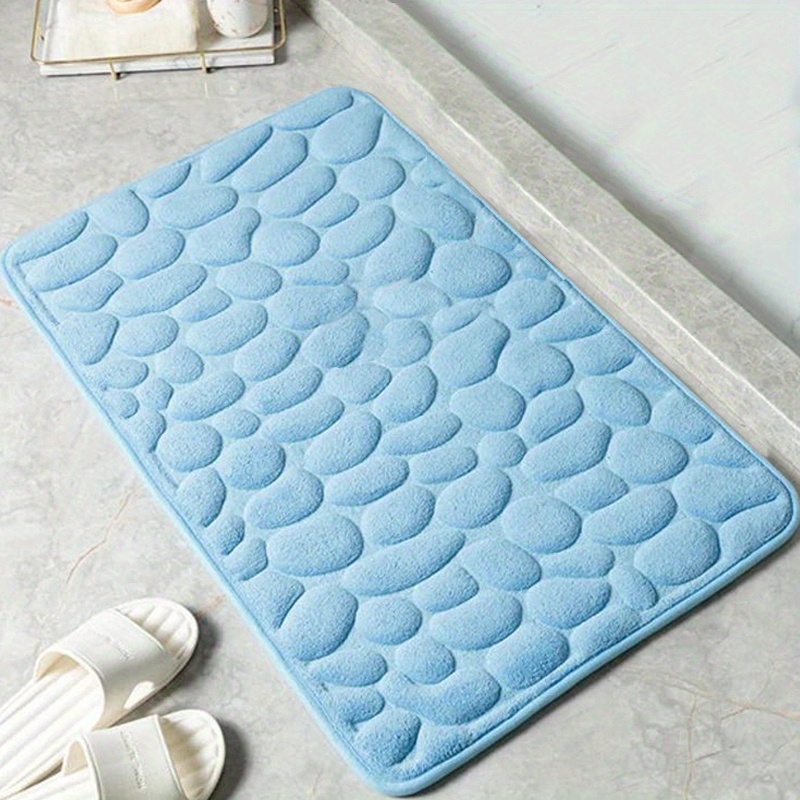 Grey Cobblestone Bathroom Rug Non slip Padded Bath Mat For - Temu
