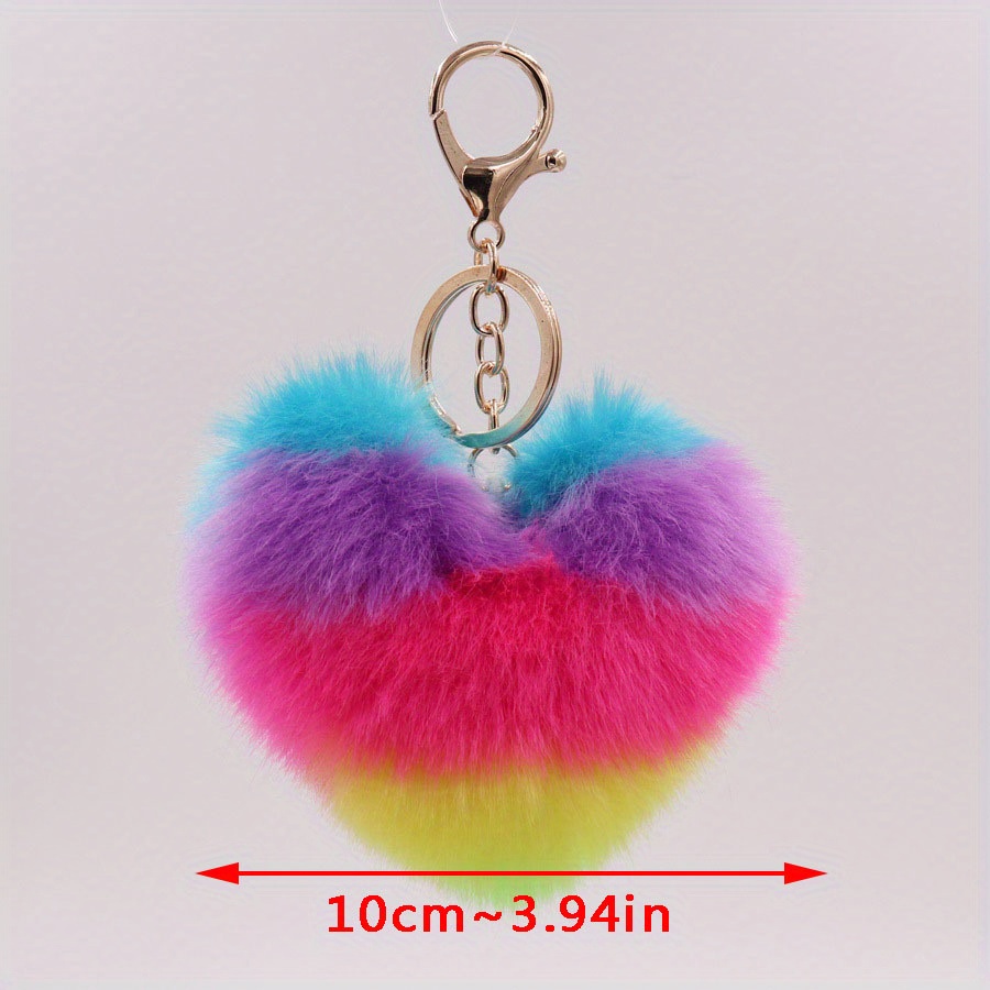 Heart Pom Pom Keychain for Handbag Car Keys Decor Gift Keychain for Women  Men