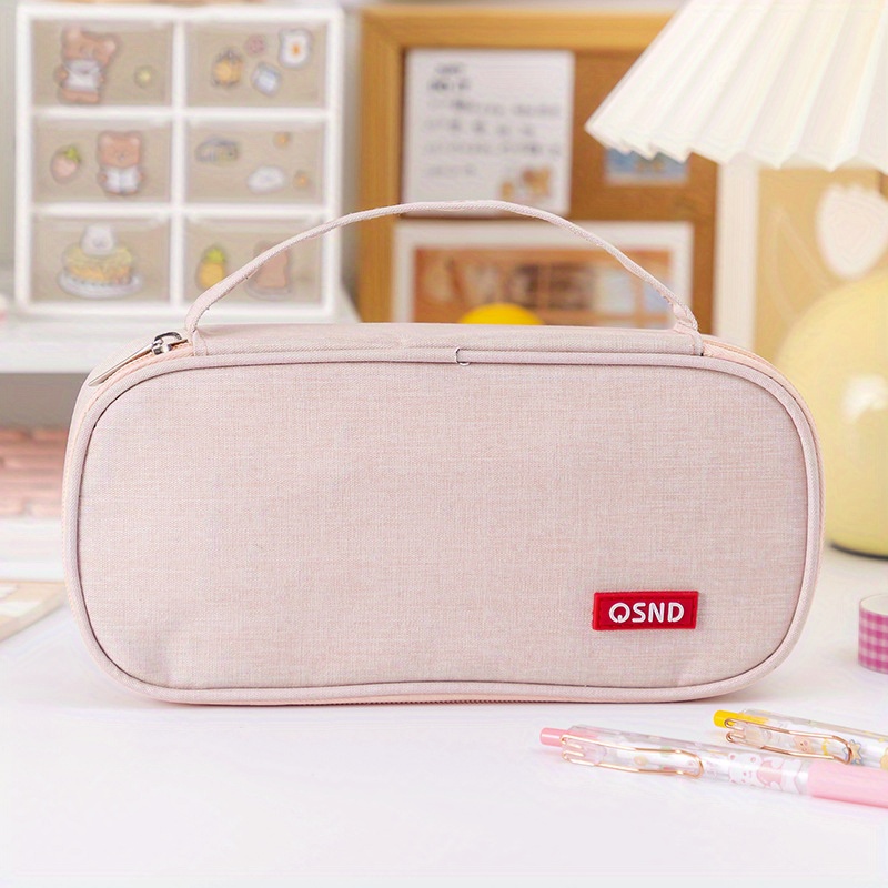 Tiitstoy Large Capacity Double Layer Canvas Pencil Case, Multifunctional  Portable Stationery Case, Minimalist Student Pencil Case