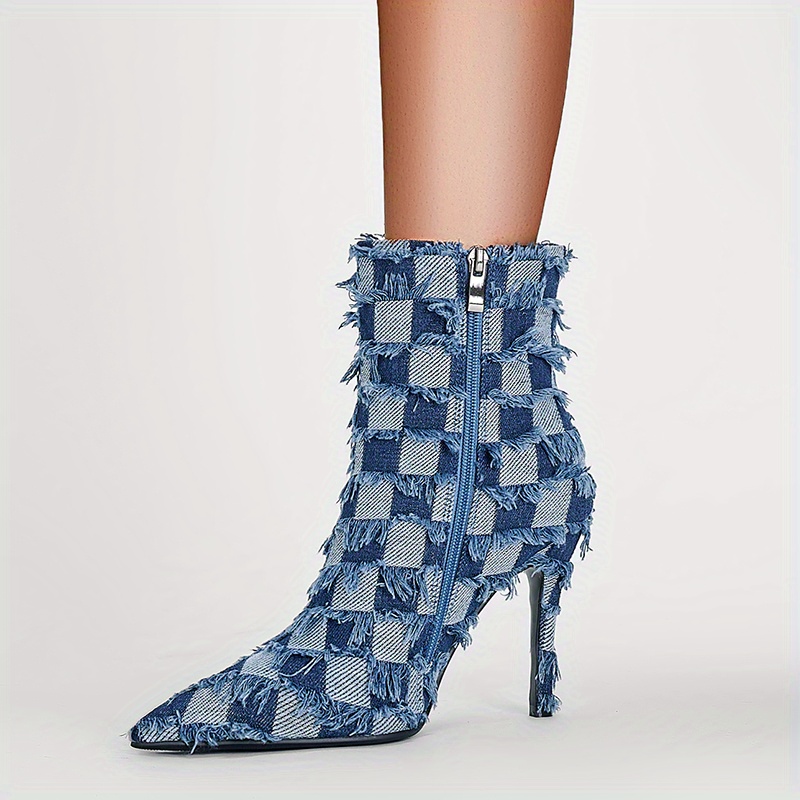 Checkered on sale ankle boots