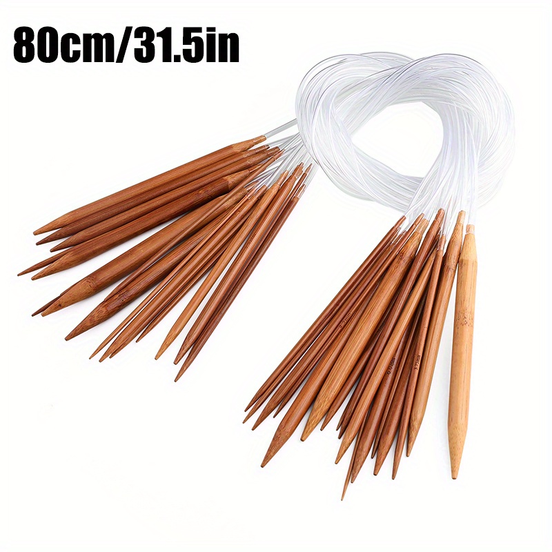 15.7"/23.6"/"bamboo Circular Knitting Needles Set For Beginners Adults, Ends With Clear Plastic Tube Crafts Yarn Sets Needles Kit,18pcs Wooden Round Yarn Knitting Needles,18 Sizes: 2mm - 10mm
