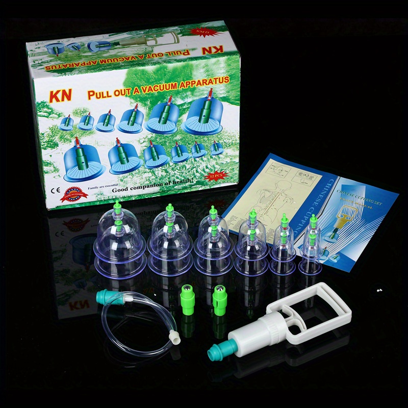 Image of Household Cupping Set Vacuum Suction Cup Pump Abs Thick 12 Cans Cupping Massage Cups Massager