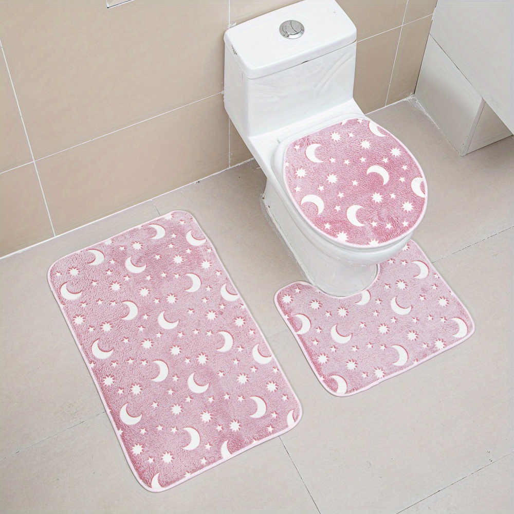 TEMU 3pcs / Set, Dans Ensemble de Tapis de Bain 3 Pièces Tapis Et Tapis de Salle de Bain Antidérapants Ensemble Tapis de Bain Lumineux Pour Salle de