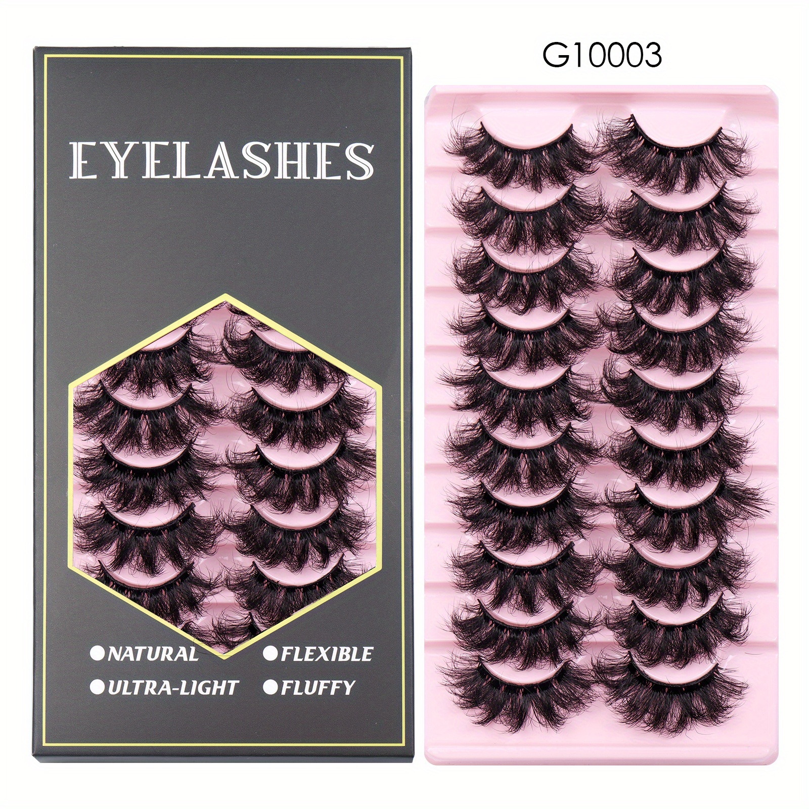 Faux Mink False Eyelashes Fluffy Thick Curling Lashes 10 Pairs