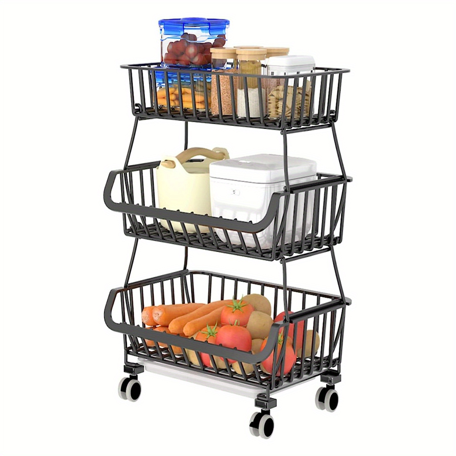 Storage Small Cart, Pantry Organizer And Storage Rack, Detachable 3-tier  Freestanding Garage Tools Organizer Stand, Heavy Duty Accessories Storage  Rack, Vegetable Fruit Snack Sundries Organizer (color : Black, Size : ) -  Temu