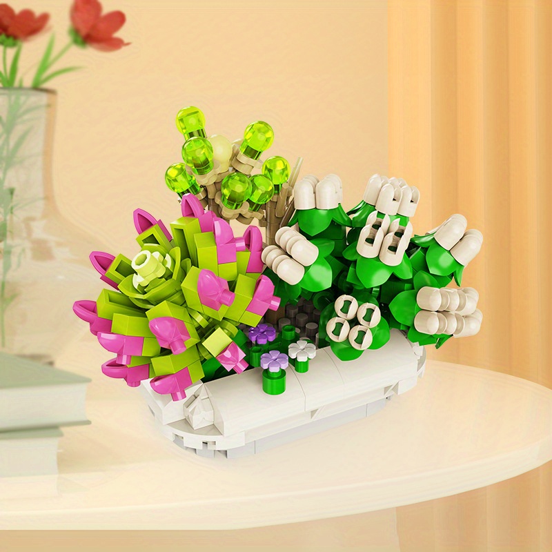 Building Block Flower Plant Potting Flower Bouquet Diy Assembled Building  Blocks Home Decoration Toy Festival Gift - Toys & Games - Temu