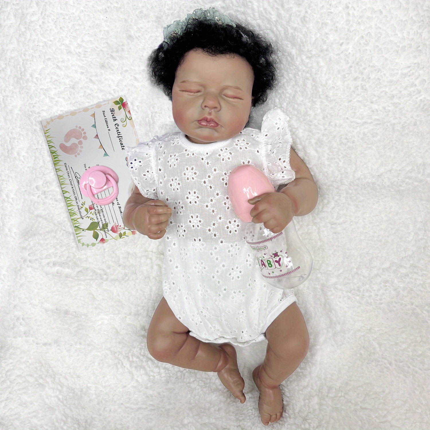 Bebê Reborn Realista 3 D PELE NEGRA 50 CM - Tatuka