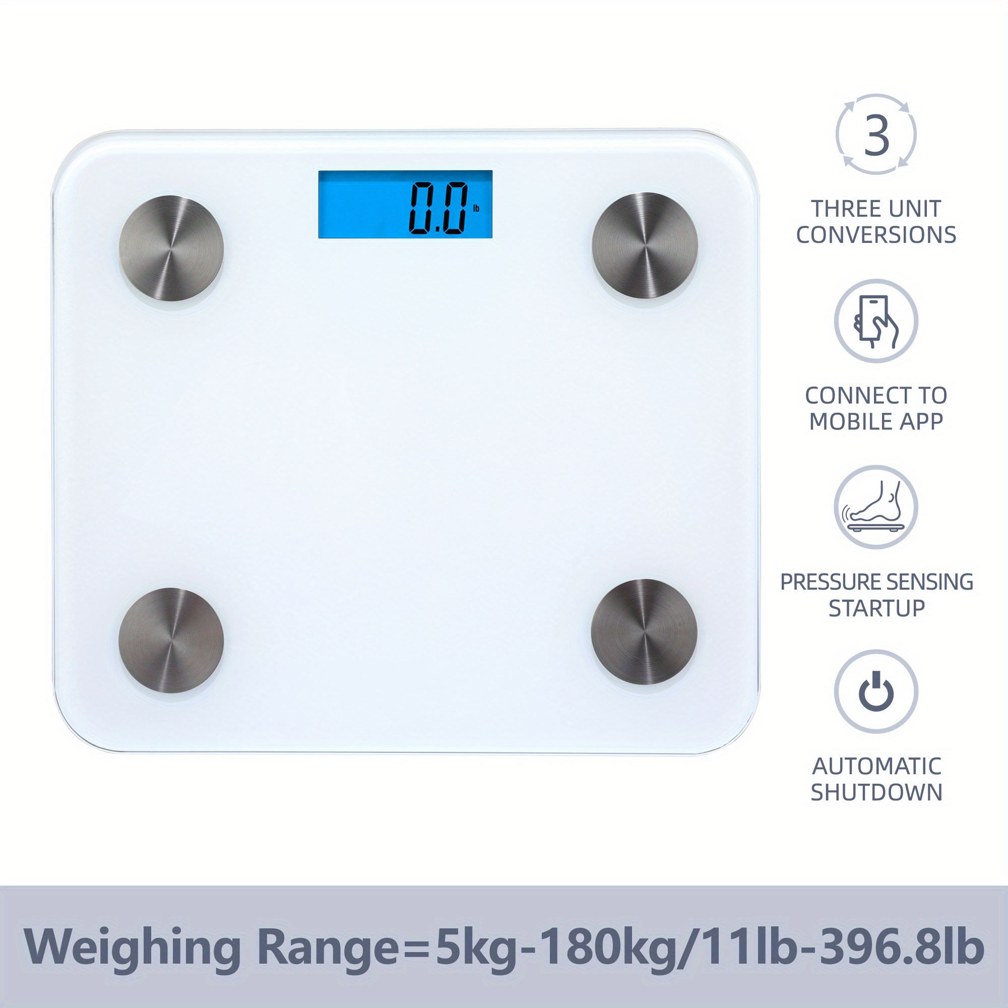 Smart Body Fat Scale With App - Monitors Bmi, Body Fat, Visceral Fat,  Water, Muscle & Bone Mass - 396lbs Capacity - Health Measurement Analyzer -  Temu