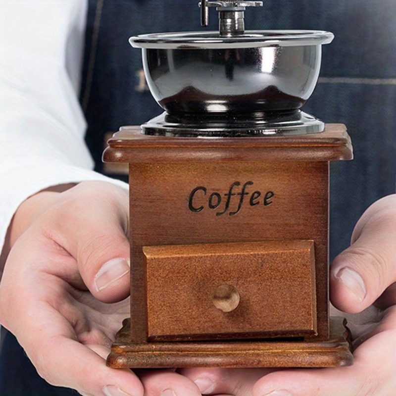 Vintage Manual Coffee Grinder Solid Wood Retro Classic - Temu