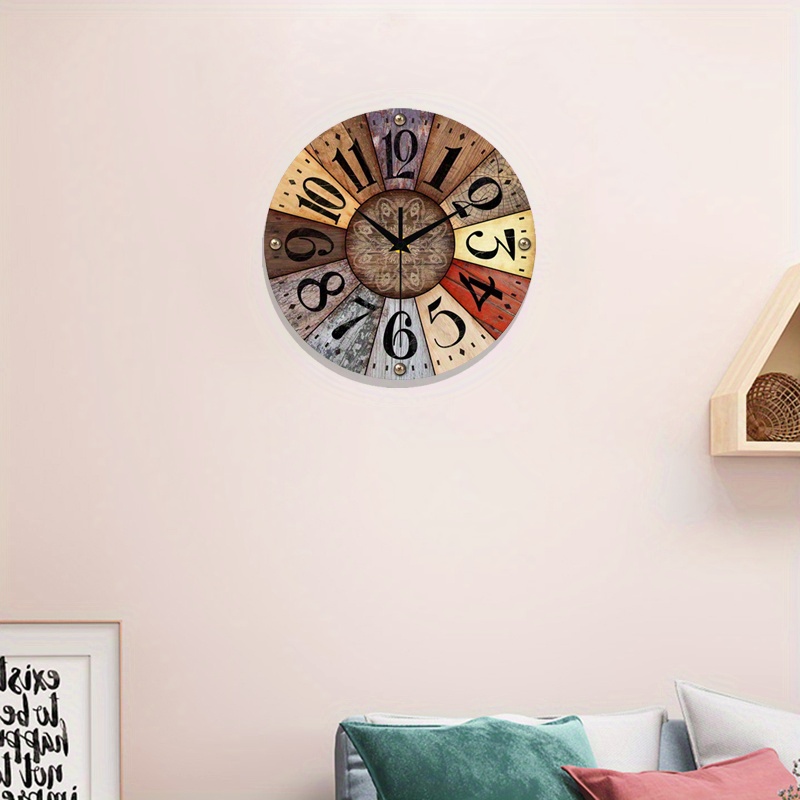 1pc ラウンド壁時計 サイレント非カチカチ時計 ヴィンテージ農家木製家の装飾リビングルーム キッチン用 - Temu Japan