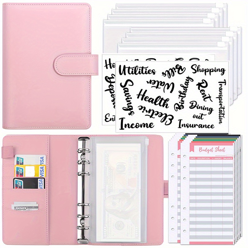 23pcs Budget Planner Binder Zipper Envelopes Macaron Cover Money Organizer