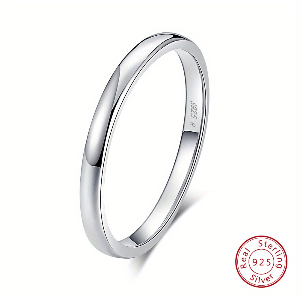 TEMU [silvery Wedding Ring] Sterling Silver Wedding Ring For Women, 925 Fashion Female Anniversary Jewelry Sr74