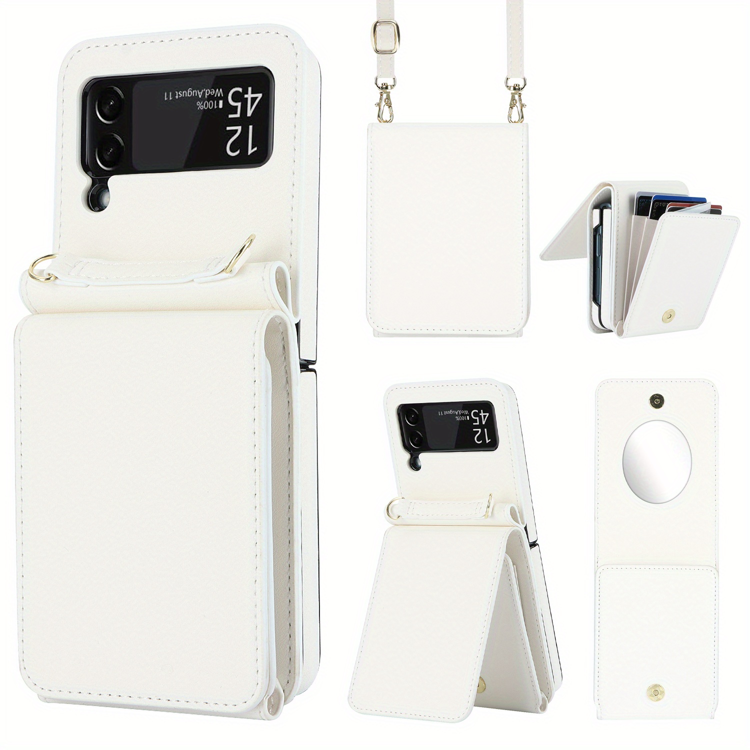 For Samsung Galaxy Z Flip 4 3 5G Luxury Flip PU Leather Wallet