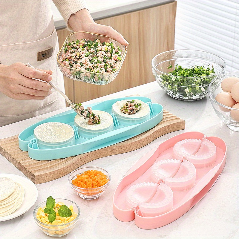Kitchen Dumpling Press Maker, Pastry Wonton Pie Making Mold, Wrapping 3  Dumplings At A Time, Baking Tools, Kitchen Gadgets, Kitchen Accessories -  Temu