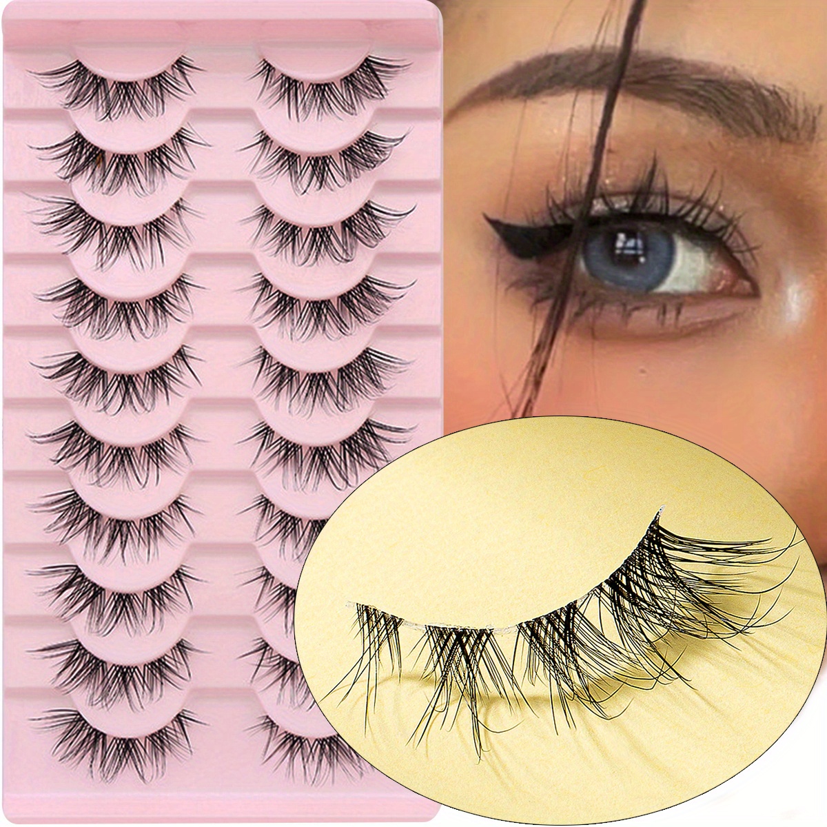 Cat Eye Lashes Natural Eyelashes Winged End Eye Elongated - Temu