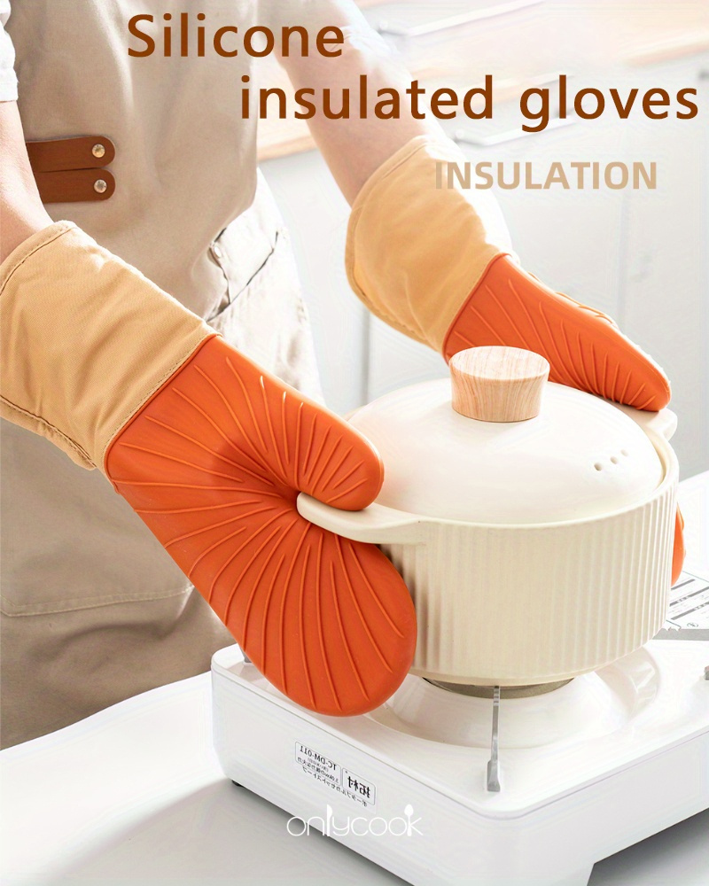 Silicone Oven Mitts Simple Mixed Material Short Heat - Temu