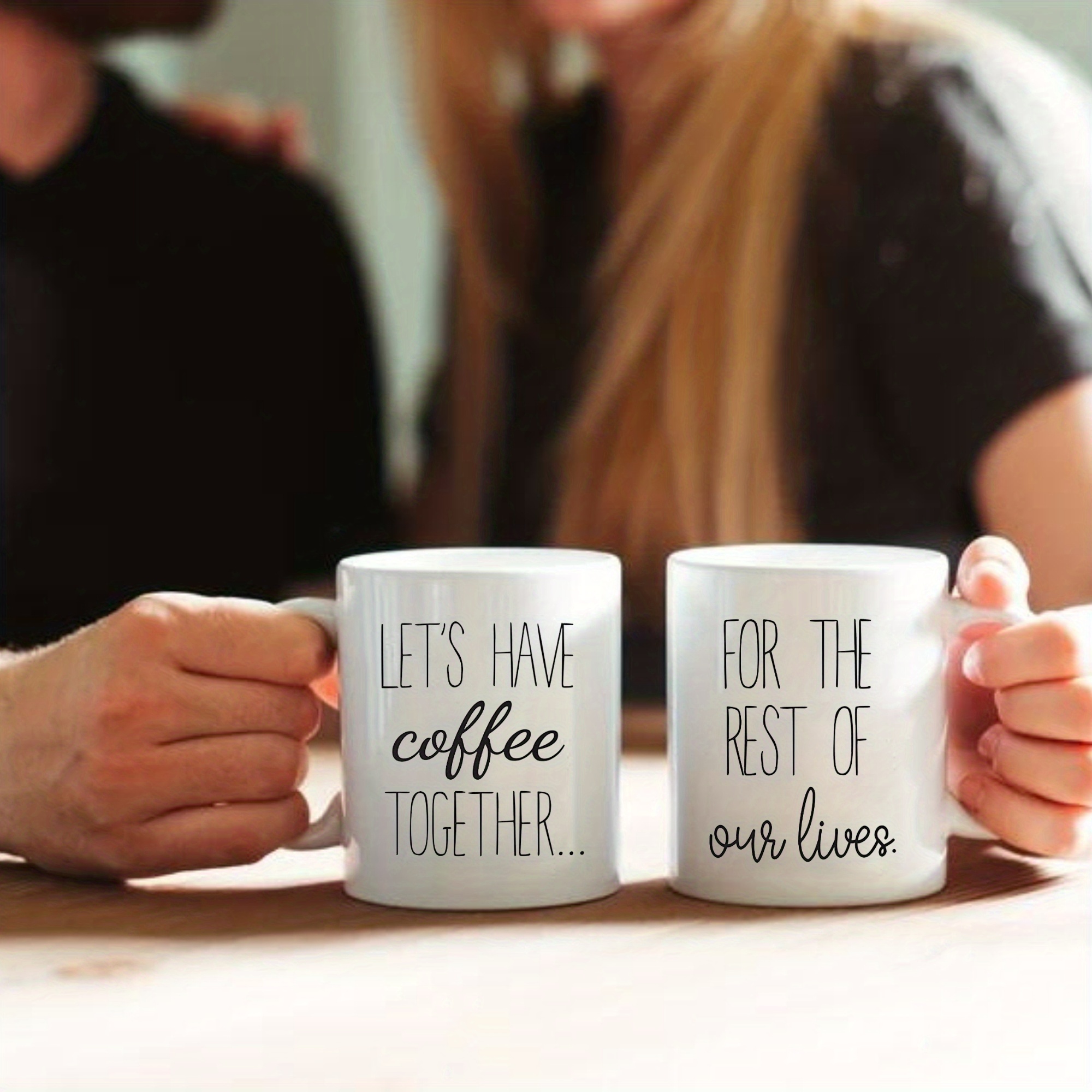 Hagamos café juntos Juego de tazas de cerámica para parejas de 11 onzas,  Juego de tazas de café para parejas, Taza para tomar café juntos, Taza de  café para parejas casadas 