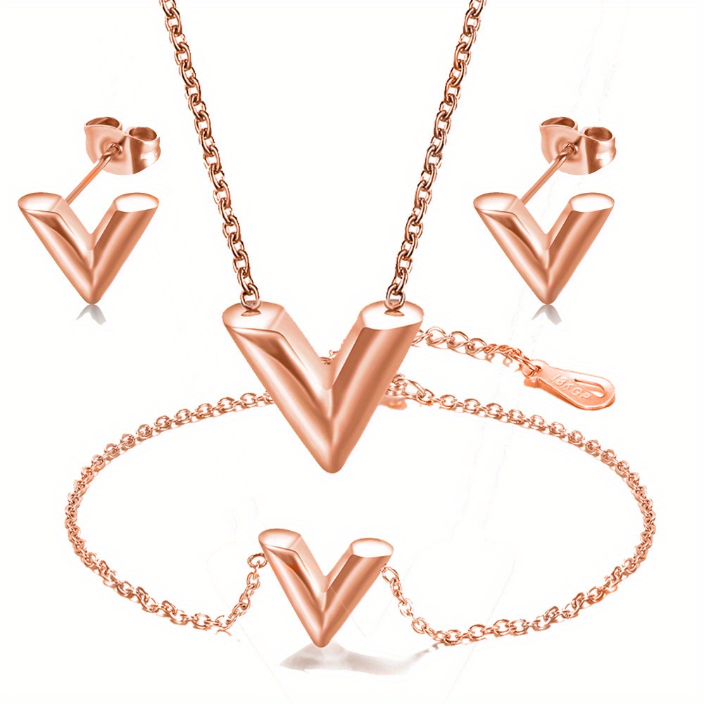 Fashion Stainless Steel V Jewelry Set