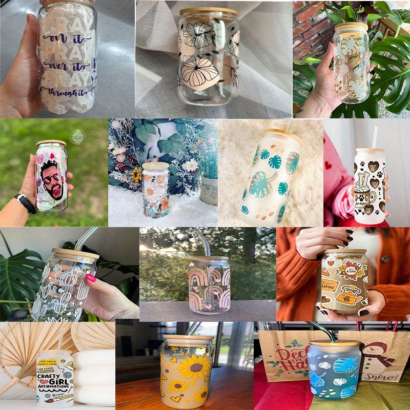 Uv Dtf Libbey Packaging Transfer Sticker Vintage Flower Temu Australia