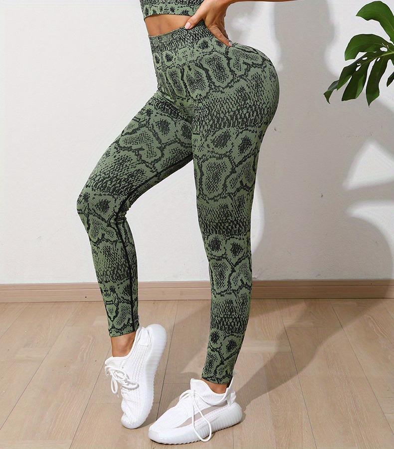 High Waisted Leggings for Women Fashion Snake Skin Printed Stretch Butt  Lift Tummy Control Workout Running Yoga Pants