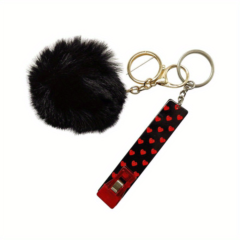 Pom Pom Decor Keychain Cute Plush Credit Card Puller Card - Temu